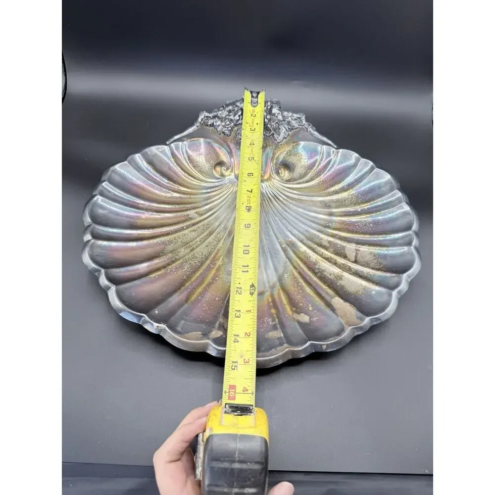 Reed & Barton 2008 Silverplate Shell Platter 16” Grape Handle (#1)